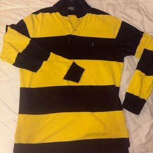 Ralph Lauren Men's Yellow and Black Striped Shirt